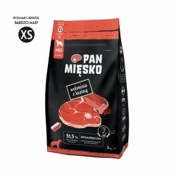 Pan Mięsko wołowina z koziną - granulat XS 3kg